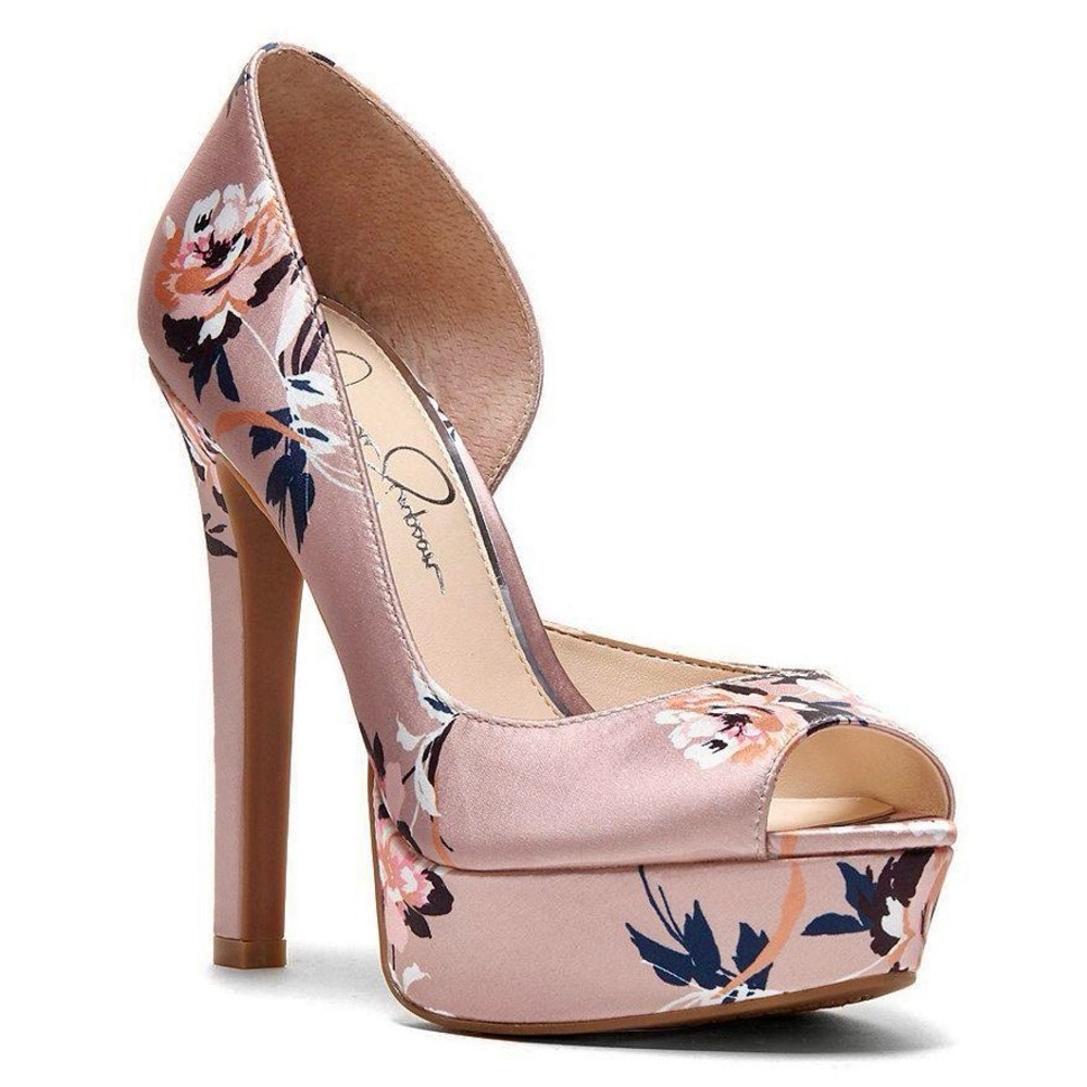 Jessica Simpson Blush Elegant Floral Peep-Toe platform Heels